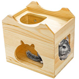 Yesland Wood Chinchilla House, Natural Small Animal Hideout Hut for Chinchilla, Squirrel, Sugar Gliders in Cage -Ventilated Wooden Hamster Habitat with Multiple Doors - 8.5 X 6 X 8 Inches