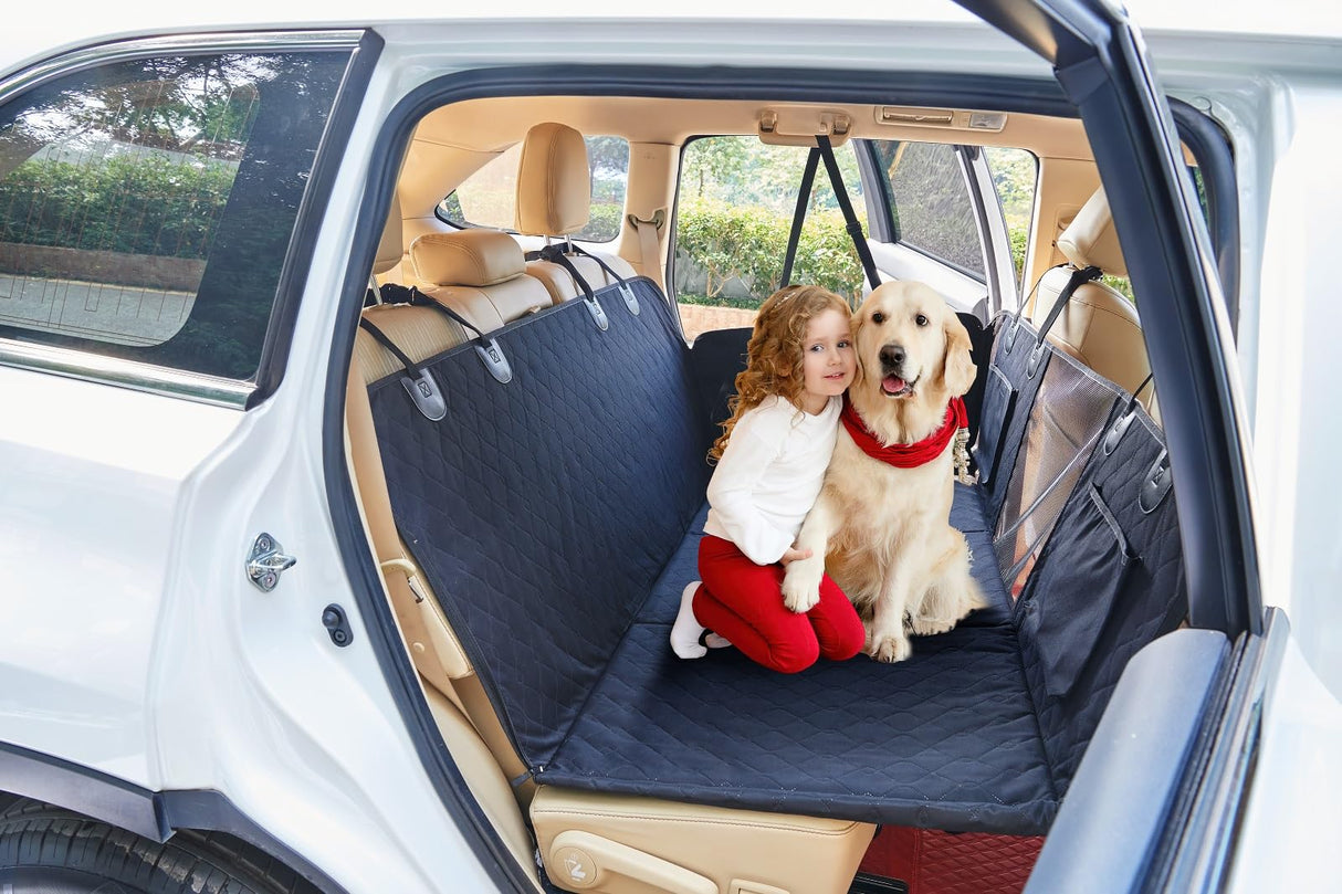 Petiza Back Seat Extender for Dogs Hard Bottom Dog Car Seat Cover for Back Seat Heavy Duty Scratch Proof Nonslip Durable Soft 100% Waterproof Dog Hammock for Car Truck SUV