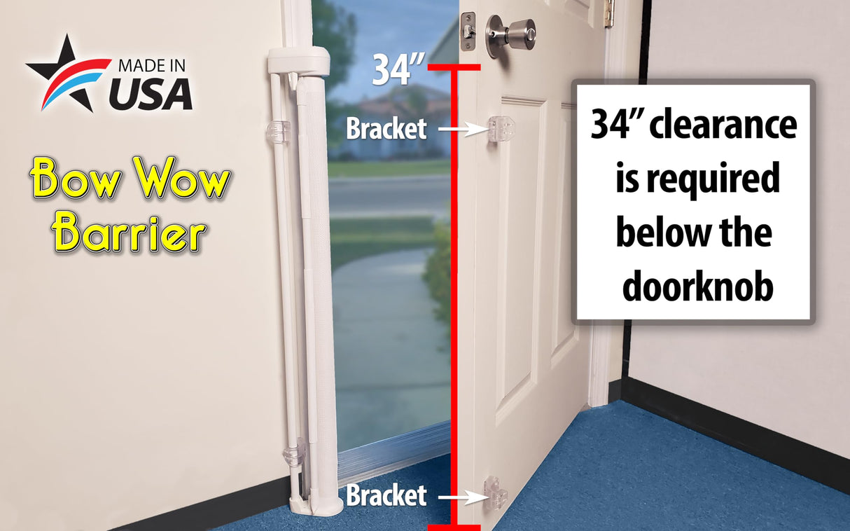 Bow Wow Barrier 28” Café by Smart Retract: Retractable Door Barrier for Dogs and Cats