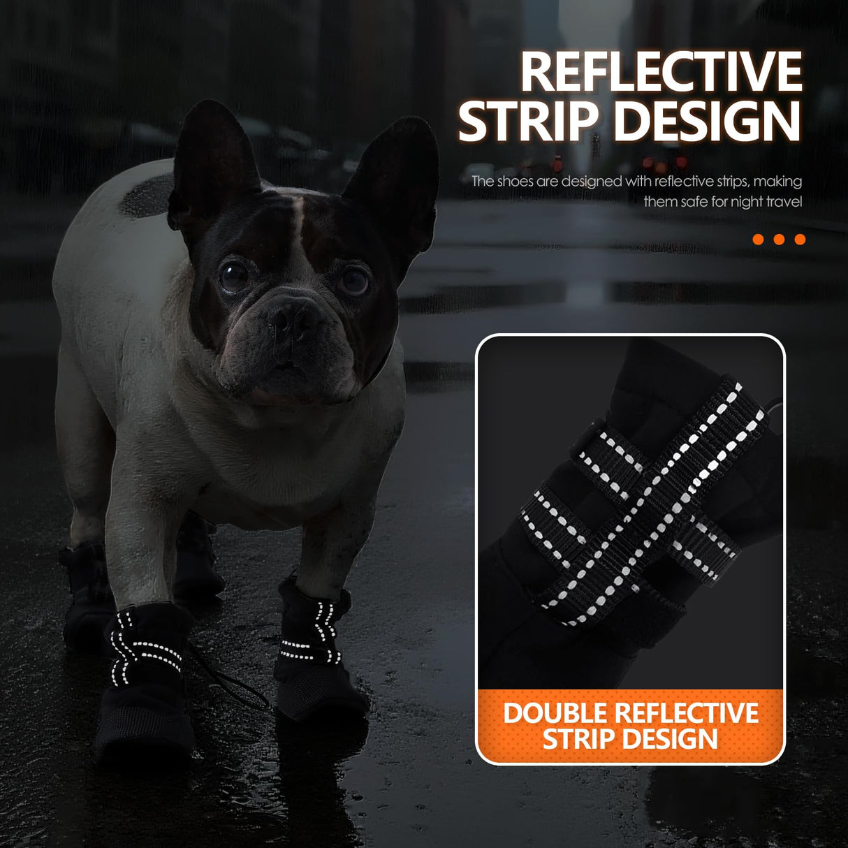 AuraPaw Dog Boots & Paw Protectors for Medium Dogs, Waterproof & Anti-Slip, Reflective Dog Shoes for Rain, Snow & Ice, Summer Hot Pavement and Rugged Terrain, 4Pcs Winter Dog Boots, Size M, Black