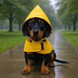Dachshund Raincoat Clothes Jacket Dogs Waterproof fit for Dachshunds Weiner Long Back Breeds with Reflective Stripe Great Coverage Yellow M