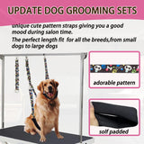 Dog Grooming Belly Straps – Adjustable Grooming Loops with Cute Paw & Bone Pattern Pet Grooming Belly Support Band Table Accessories for Small Medium Large Dogs(Light Pink)
