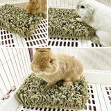 Hamiledyi Rabbit Grass Bed Bunny Natural Straw Woven Mat Guinea Pig Hay Mat Chew Mat for Rabbit Guinea Pig Chinchilla Squirrel Hedgehog(10.6x7.5x3.5inches)