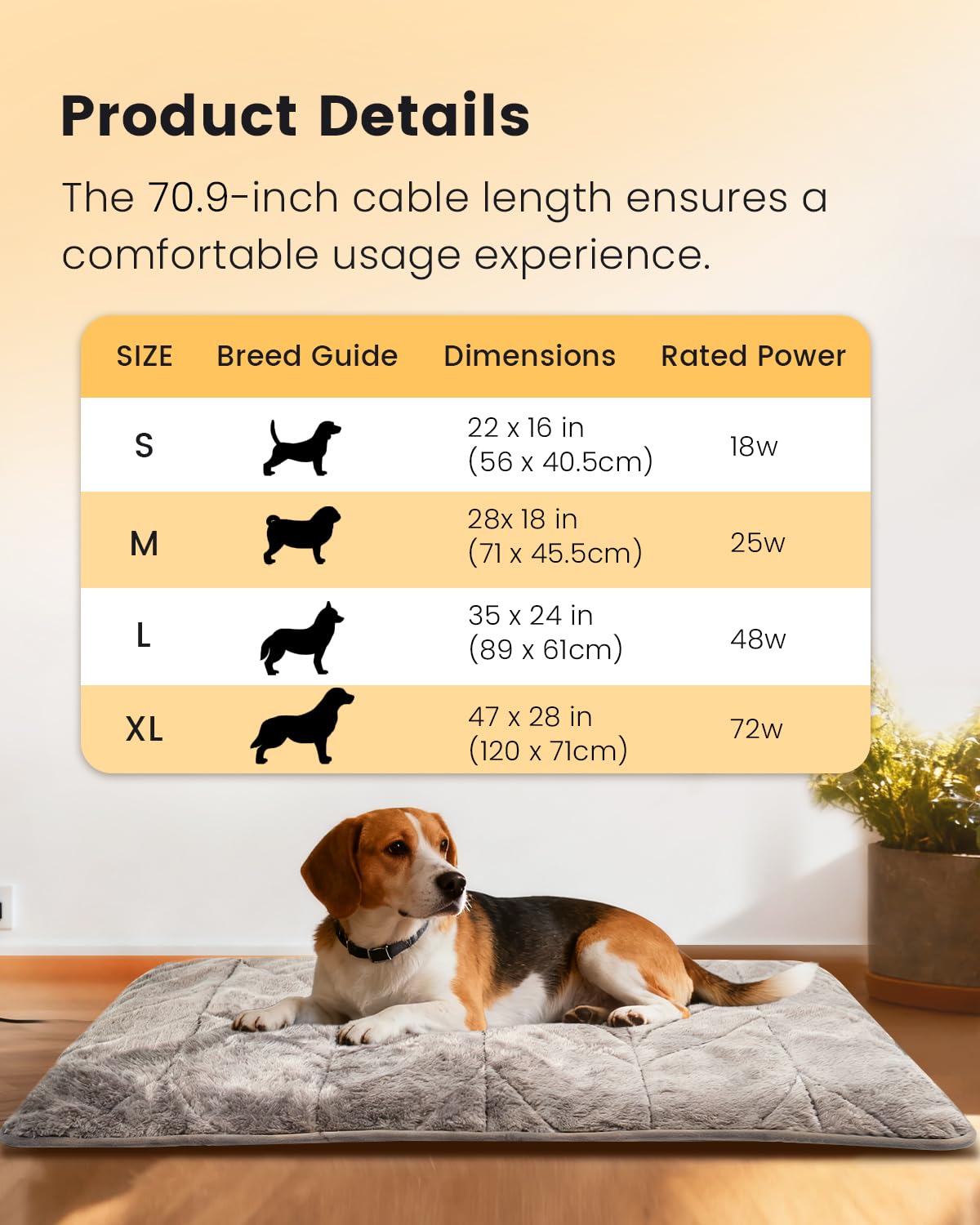 Mora Pets Dog Heating Pad Heated Cat Bed 9 Adjustable Temperature Pet Warming Mat with Timer Auto Power Off Waterproof Heated Pet Blanket 28 Inch for Cats and Dogs Indoor