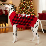 KYEESE Dog Christmas Sweater with Snowman Design, Turtleneck Dog Sweater for Medium Dogs, Cozy Holiday Outfit, Red Buffalo Plaid Knitwear with Leash Hole, Soft Warm Pet Clothes, XX-Large