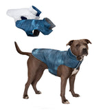 Furhaven Water-Repellent & Reversible Medium Dog Coat, Washable & Reflective w/ Leash Access, Pocket, & Carry-On Purse - Puffer Dog Jacket - Blue Watercolor, Medium