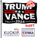 Double Sided Black Trump Vance 2024 Flag 4x6 Made in USA Outdoor Heavy Duty 3 Ply Polyester Trump Flag with White Starting Tape and 2 Brass Grommets