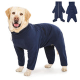 Dog Winter Coat for Large Medium Small Dogs, Warm Fleece High Collar Full Body Dog Jumpsuit Comfortable Onesie Apparel (Dark Blue, 5X-Large)