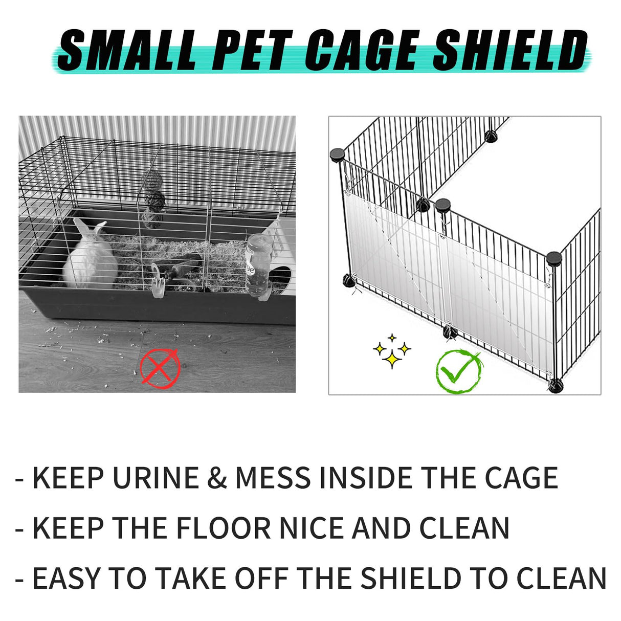 Oncpcare 12 Pack Rabbit Cage Urine Guard 10'' x 8.2'' Pet Plastic Splash Guard Panels Liner Protection Clear Edge Liner Guinea Pig Side Lining Bird Cage Protector from Cats