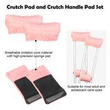 Crutch Pads and Crutch Hand Grips for Adults Kids Antiskid Underarm Padding Soft Foam Crutch Pad Set Accessories 4 PCS (Pink)