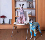 HowlyWoof Whippet Shirt, Thin Striped Base Layer Onesie for Greyhounds, Lightweight Striped Base Layer for Sighthounds (Pink&Grey, Size 8(35-41lbs))