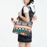 OEDTF Dog Purse Carrier with Safety Buckle, Breathable Waterproof Wear-Resistant Dog Bag Carrier Foldable Puppy Carriers,Aztec Style