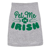 St Patricks Day Dog Shirt – Pet Me Im Irish Print Tee Soft Cotton Holiday Outfit – Funny Dogs T-Shirt for Small and Large Pets Gray, XL