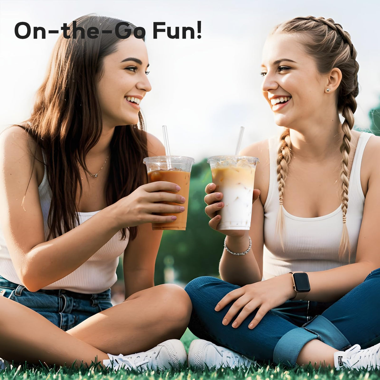 25 Pack - 16 oz Plastic Cups with Lids and Straws, Clear Iced Coffee Cups with Lids, Disposable Cups with Lids for Cold Drinks, Iced Tea, Milkshakes, Smoothies - Durable & BPA Free