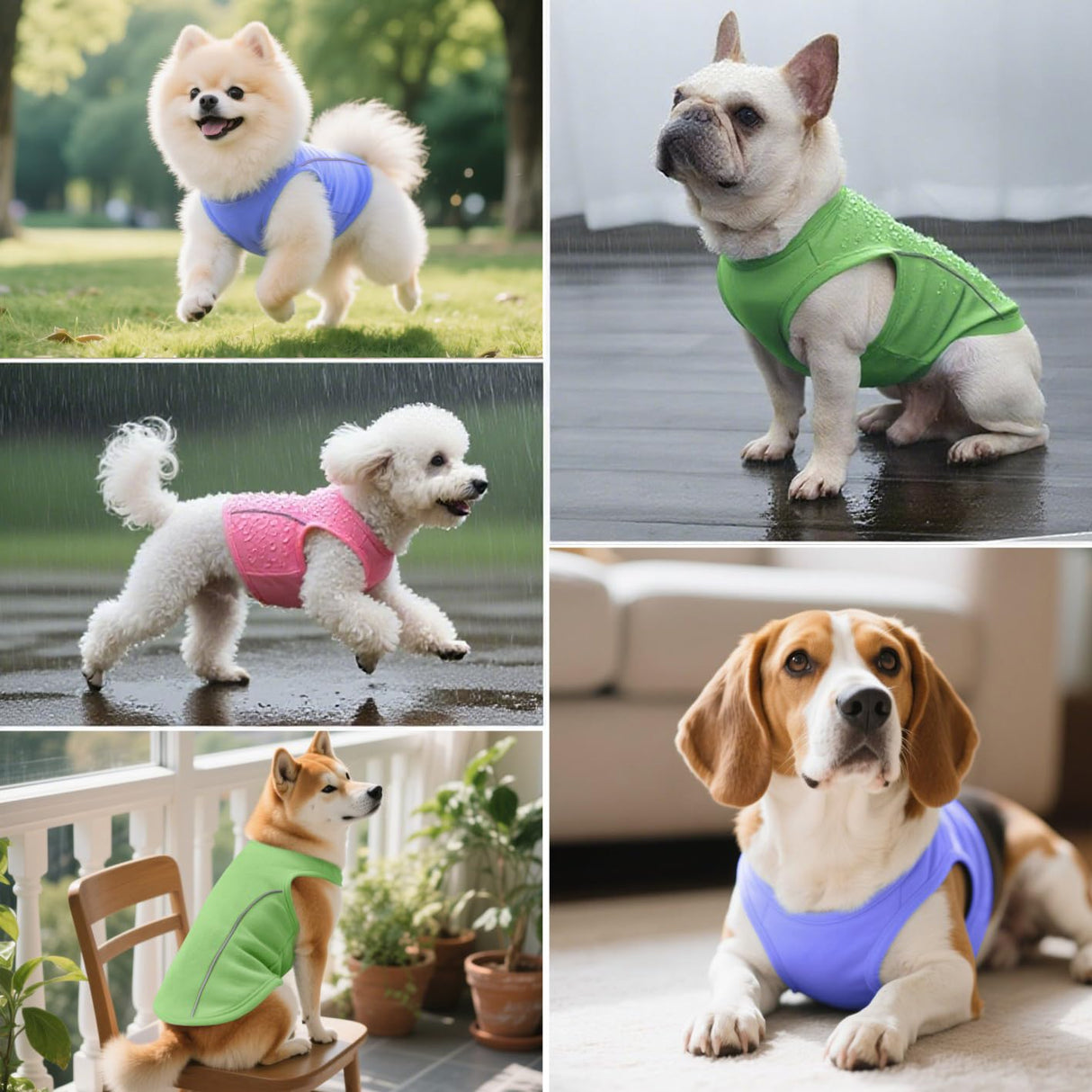 Idepet Waterproof,Oilproof & Stainproof Dog T-Shirt 2 Pack Durable Pet Clothes for Outdoor Activities,Easy to Clean, Breathable, Lightweight Summer Vest for Small to Medium Dogs(Green&Pink,S)