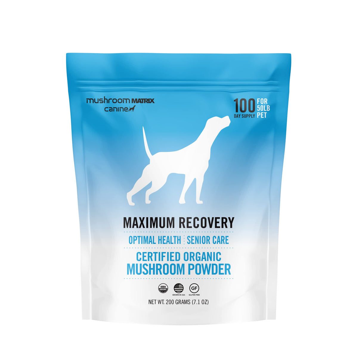 Om Mushroom Matrix Maximum Recovery Mushroom Pet Supplement Powder, Supports Optimal Health & Senior Care for Dogs & Cats, 200 Grams, 7.1 oz