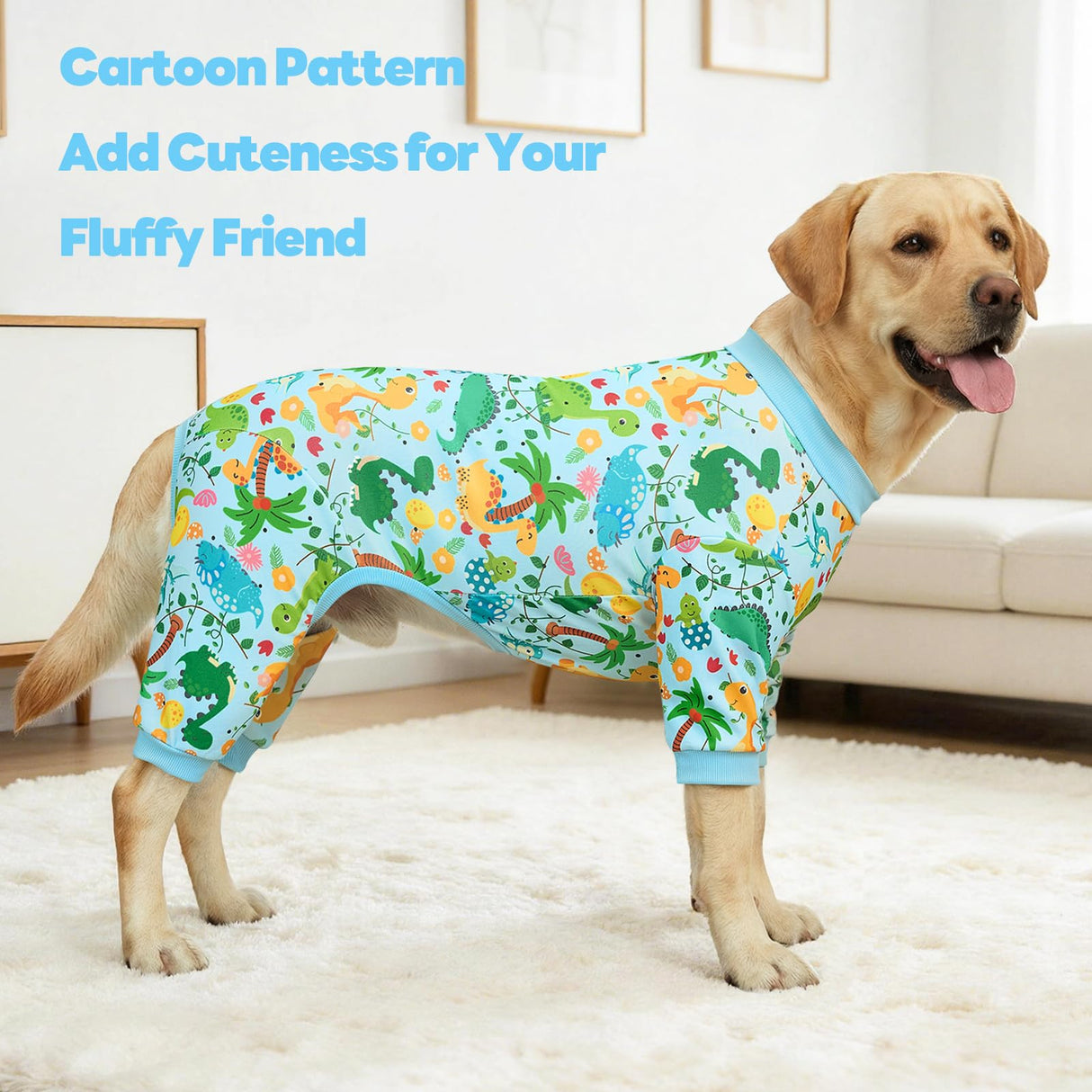 XPUDAC 2 Pack Dog Pajamas for Large Breeds, 4-Way Stretch Soft Dog Onesie Lightweight Warm Pet Clothes Jammies for Large Breeds Dinosaur Avocado Print, 4XL