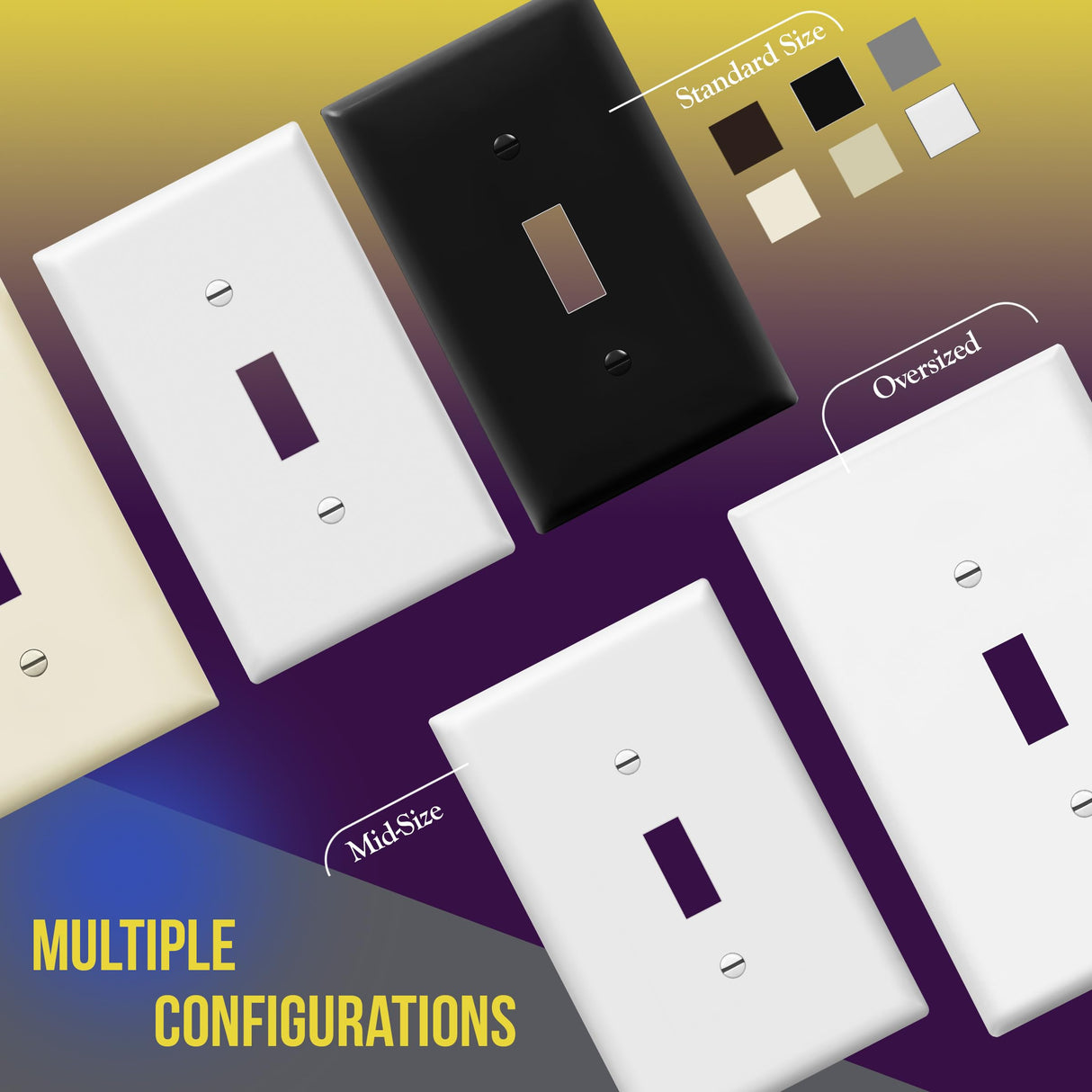 ENERLITES Toggle Light Switch Wall Plate, Gloss Finish, Size 2-Gang 4.50" x 4.57", Double Switch Cover, Unbreakable Polycarbonate Thermoplastic, 8812-W, White