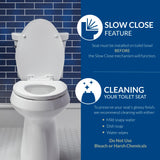 Mayfair Bennett Toilet Seat with Matte Black Hinges, Slow Close Wood Seat, Secure Metal Hinges, Easy Install, Made in USA, Round, White