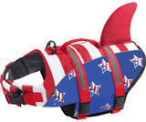 Baipesiy Dog Life Jacket, American Flag Ripstop Shark Dog Life Vest for Swimming & Boating, High Buoyancy Reflective Pet Vest with Rescue Handle, for X-Small/Medium/Large/X-Large Dogs (USA Flag, M)