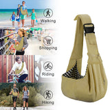 PETLOFT Reversible Dog Cat Sling Carrier, Small Dog Carrier, Adjustable Dog Sling, Hands Free Cross Body Carrier with Collar Hook for Dog/Cat/Bunny up to 11lb(Khaki)