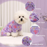 YIKEYO Dog Sweaters for Small Dogs, Dog Pajamas Winter Girl and Boy,Puppy 4 Legged Clothes Chihuahua Yorkie Teacup Jumpsuit Cute Feet Print(Purple, XXS)