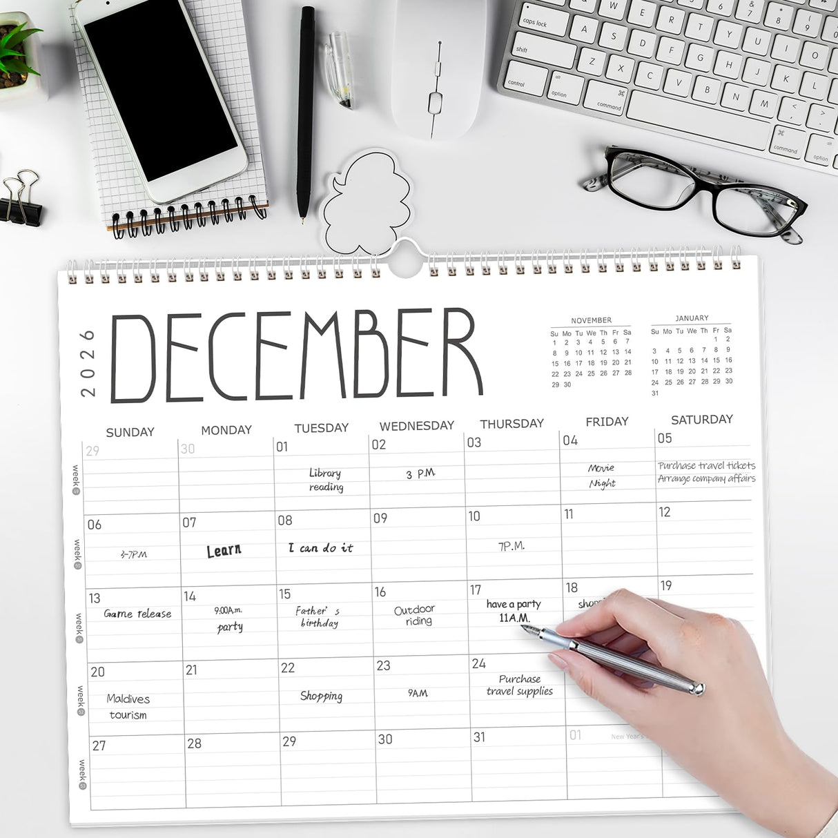 Wall Calendar 2026, 2026-2027 Calendar Wall from Jun. 2026 to May 2027, 14" X 11" Paper Monthly Planner Wall Hanging Calendar with Thick Paper for Office Home Planning & Organizing