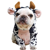 French Bulldog Funny Dog Costume - Cow Dog Party Costume for Dogs - Christmas Milk Cows Cat Clothes (L)