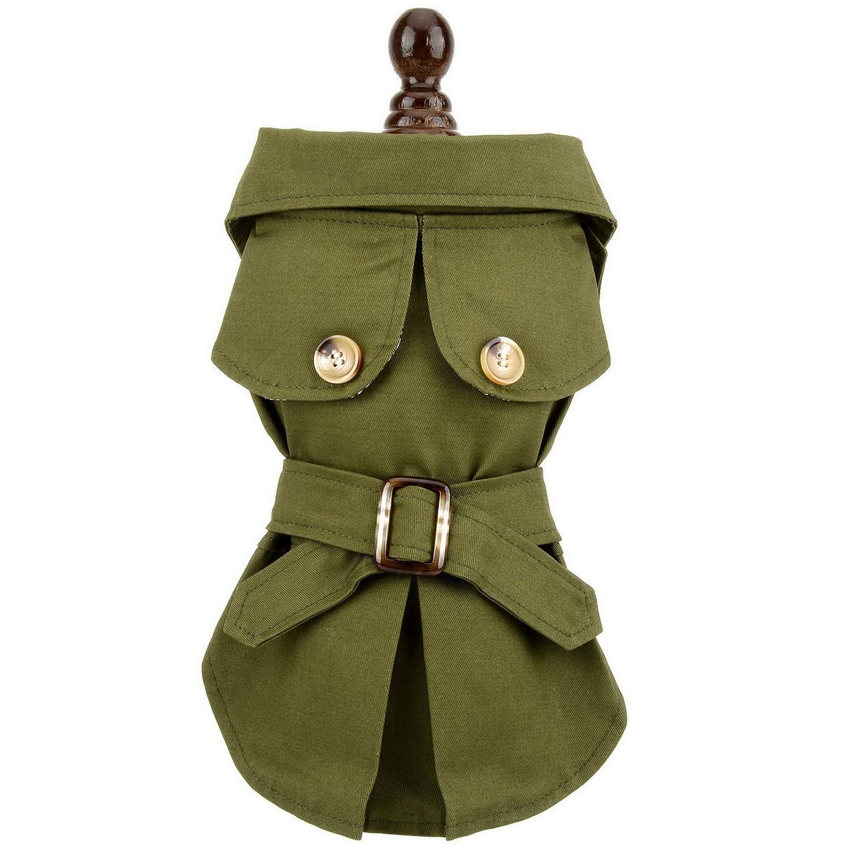 PAIDEFUL Pet Trench Coat for Small Dogs Girl Boy Windproof Fashion Western Jacket Belted Outerwear Autumn Winter Dog Clothes for Puppy Chihuahua Yorkie,Army Green,Size XXL