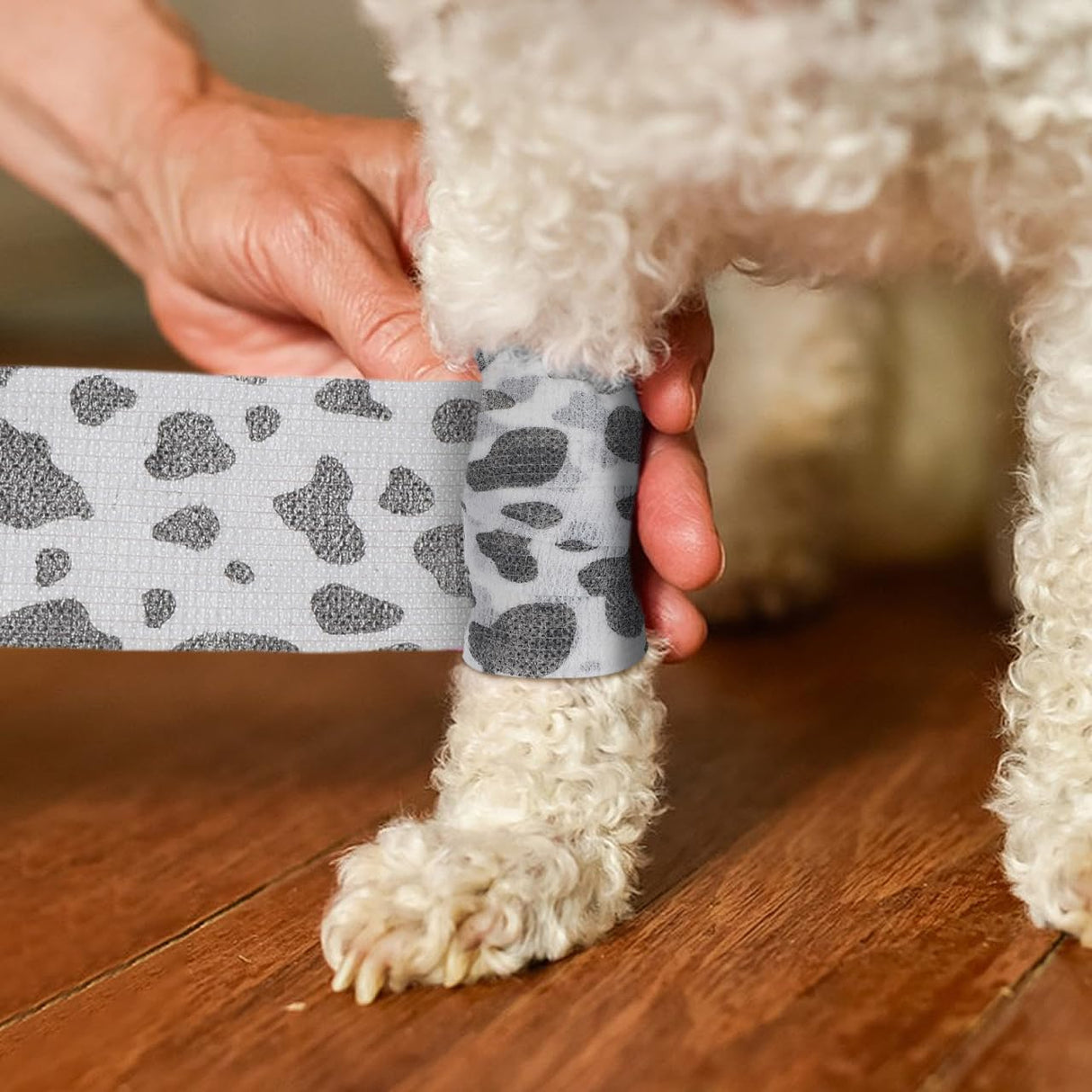 POPETPOP 6 Rolls Vet Wraps: 2 Inch Breathable Non-Woven Pet Self Adhesive Bandage - Paw Wraps for Dogs, Cats, Pet, Animals Ankle Sprains & Swelling (Cow Pattern)