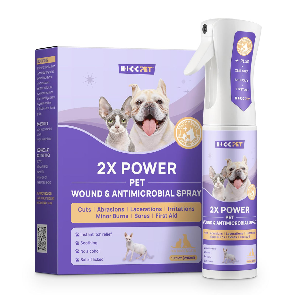 HICC PET Hot Spot Treatment Spray for Dogs & Cats, 2X Strength for Dog Wound Care, Dog Itch Relief Spray for Alleviate Dry Itchy Skin, Allergies, Inflammation, Dog Skin Irritation Treatment, 10 fl oz