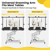 SUNMCCN Dog Grooming Table Arm - Adjustable 35"" Height, 32""-47"" Width, Dog Grooming Arm with Clamp and No-Sit Haunch Holders - Perfect for Medium & Large Pets