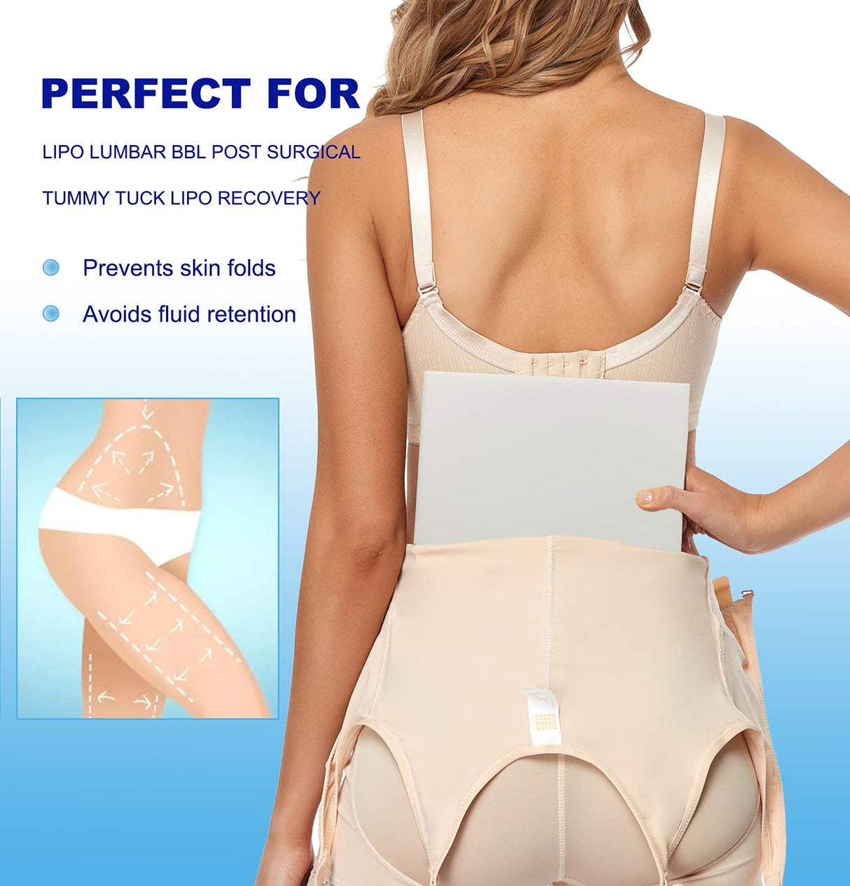 Moolida 3 Pack Lipo Foam - Post Surgery Ab Board for Use with Post Liposuction Surgery Flattening Abdominal Compression Garments Liposuction Foam pads for Recovery 8"X11"