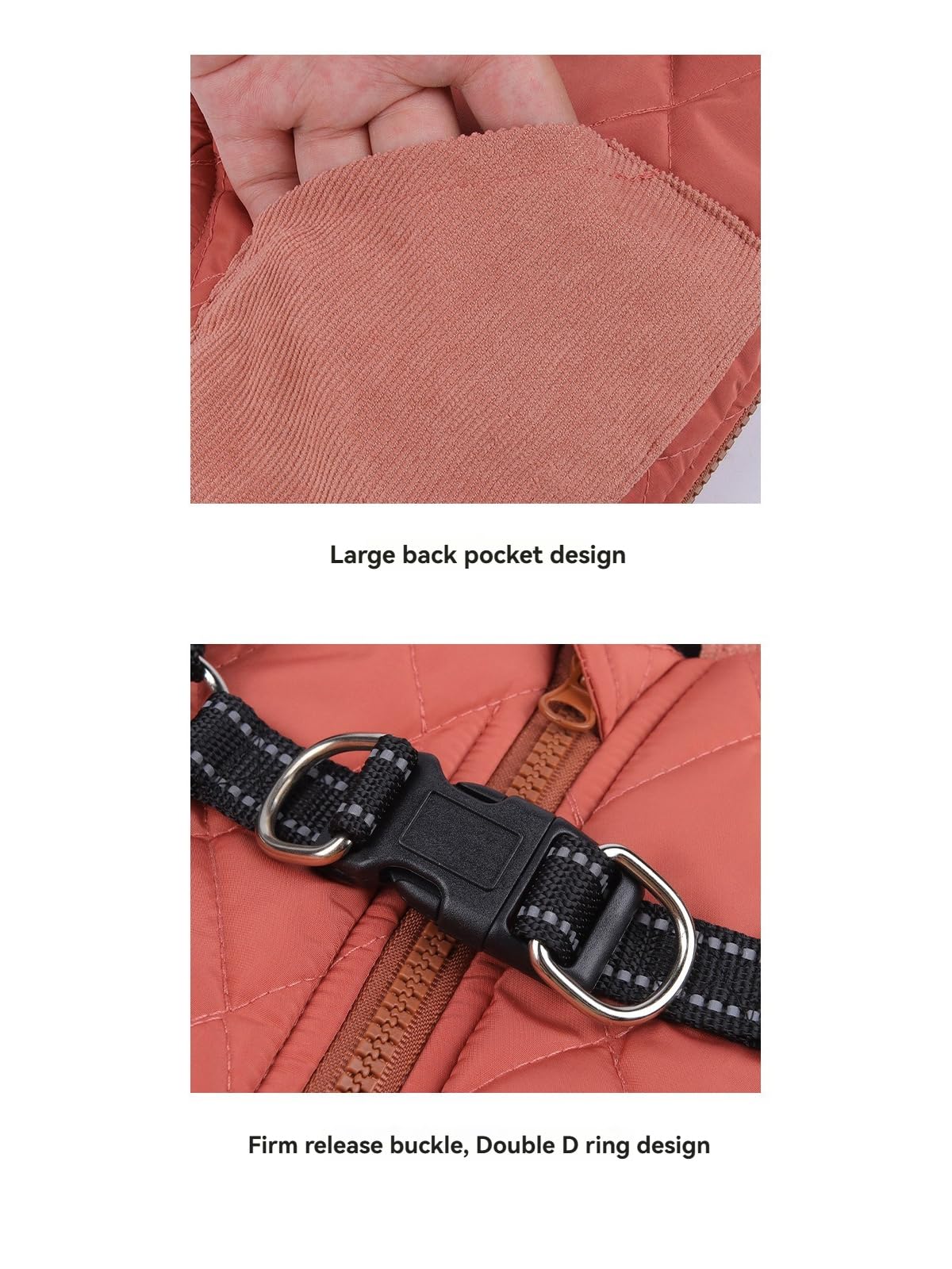 Dog Coat for Medium Dogs Jackets Waterproof Reflective Fleece Inner Dog Winter Jacket with Harness Zipper Dog Cold Weather Coats for Medium Dogs Winter Coat Clothes Red