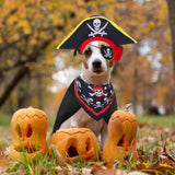 4 Pcs Dog Pirate Costume Set Dog Pirate Hat Pet Skull Triangle Bandana Puppy Cape and Eye Mask for Halloween Outfits Accessories