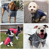 SlowTon Winter Dog Coat, Warm Polar Fleece Lining Doggie Outdoor Jacket with Turtleneck Scarf Reflective Stripe Adjustable Waterproof Windproof Puppy Vest Soft Pet Outfits (M+,Blue)