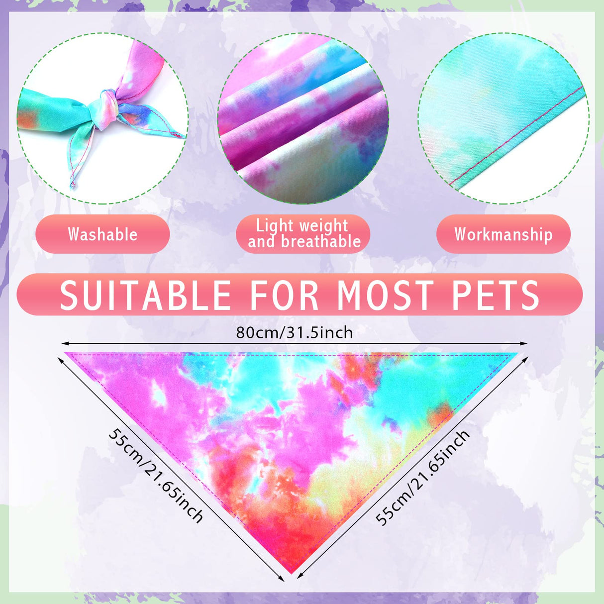Silkfly 30 Pcs Winter Tie Dye Dog Bandanas Bulk Valentines Rainbow Spiral Bandanas for Dogs Triangle Kerchief Bibs Scarf for Pet Holiday Travel Costume Photo Prop Accessories, 30 Style(Extra Large)