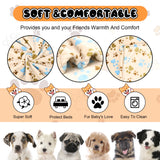 Rezutan Dog Blanket for Large Dogs, Upgraded 3 Pack Dog Cat Flannel Blankets Washable, Soft Pet Mat Throw Cover Suitable for Kennel Crate Bed, Cute Paw Pattern, Beige, 31" x 41"