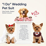 Supet Dog Tuxedo and Bandana Set with Bow Tie, Formal Outfit for Wedding Birthday Party Graduation Valentines, Pet Suit Clothes for Large Medium Small Dogs (Burgundy, M)