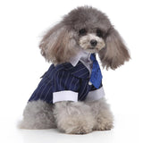 GabeFish Pets Wedding Jackets Suit for Dogs with Bow Tie Puppy Cat Formal Clothes Shirt Tuxedo (BlueStriped, S (Chest 12.9in/33cm)