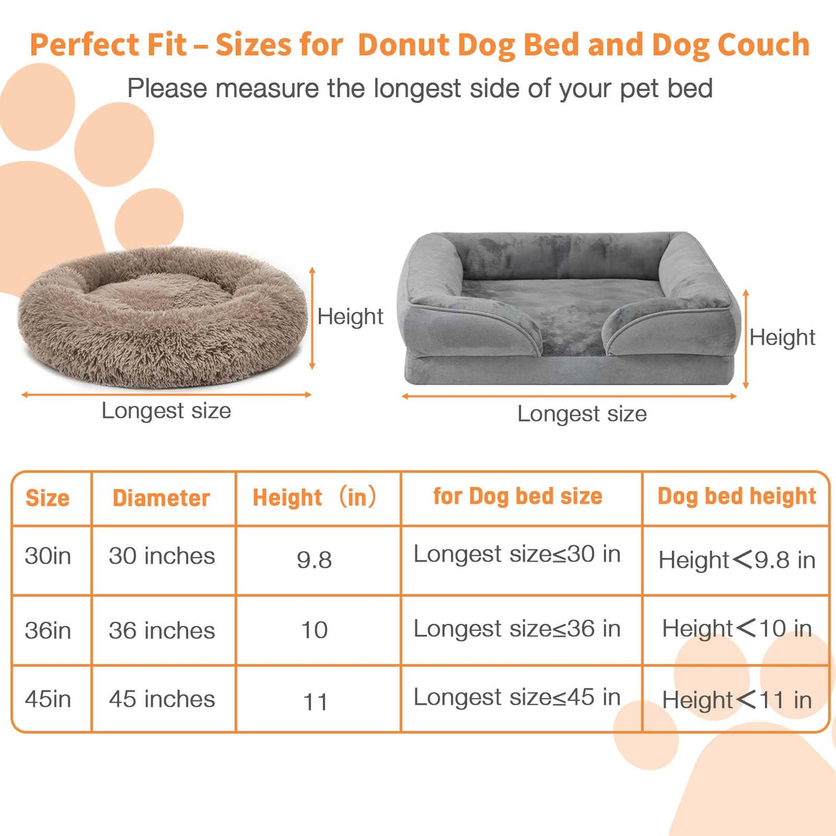 Dog Bed Covers Replacement Washable Waterproof Round Bed Protector for Donut Bed & Dog Couch, Gray 45 Inch