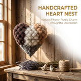 BomKra Handmade Alpaca Fiber Bird Nesting Heart, Refillable Birds Haven Heart Shape Hummingbird Nesting, Winter Tree Shelter for Wild Bird, Hummingbird House & Unique Garden Art Gift for Birds Lovers