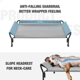 Veehoo Cooling Elevated Dog Bed, Raised Pet Cot with Guardrail & Slope Headrest, Durable Breathable Teslin Mesh, Non-Slip Feet, Washable Dog Couch Bed for Indoor & Outdoor, Medium 39.5" x 28", Gray