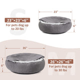 MIXJOY Dog Bed with Blanket, Round Calming Cozy Cave for Medium Dogs, Soft Plush Cuddler Puppy Bed and Burrow Cave, Anti-Slip Bottom, 26inch