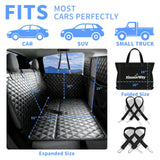 High Barrier Dog Hammock Seat Cover with Hard Bottom,Mesh Window,Waterproof,Anti Scratch, Safe, Easy to Use and Clean, Holds 330lbs, Foldable Backseat Extender for Car,SUV and Truck (Black, W52"*L76")