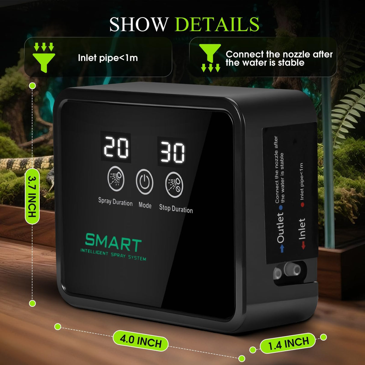 MECESOR Reptile Humidifiers Smart Misting System for Reptile Terrariums, Reptile Mister Automatic with Timer, Reptile Mister Adjustable Misting Nozzles for Chameleons, Frog, Lizard, Snake