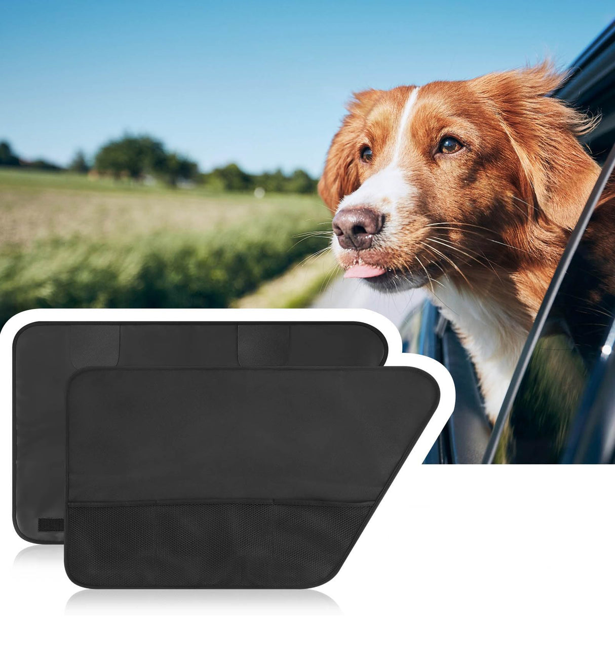ALEIFLE 2PCS Car Door Protector for Dogs,Waterproof, Anti-Scratch, with Mesh Pockets for Snacks & Toys，Vehicle Door Protectors for Cars, Trucks, SUVs