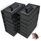 Tin Cat Multi-Catch and Release Humane Live Mouse Trap with Clear Window Lid for Indoor Outdoor Use | Sold by Canadian Supplier Local Pest Control (Black, 12 Pack)
