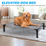 Cooling Elevated Dog Bed with Mesh and Metal Frame, Portable Dog Cot for Outdoor and Indoor Use