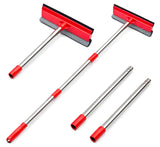 Window Squeegee, 2-in-1 Window Cleaner with 55" Extension Poles, Window Washing Kit, Glass Door Cleaner, Multi-Use Car Windshield Cleaning Tool with Long Handle for High Outdoor Windows